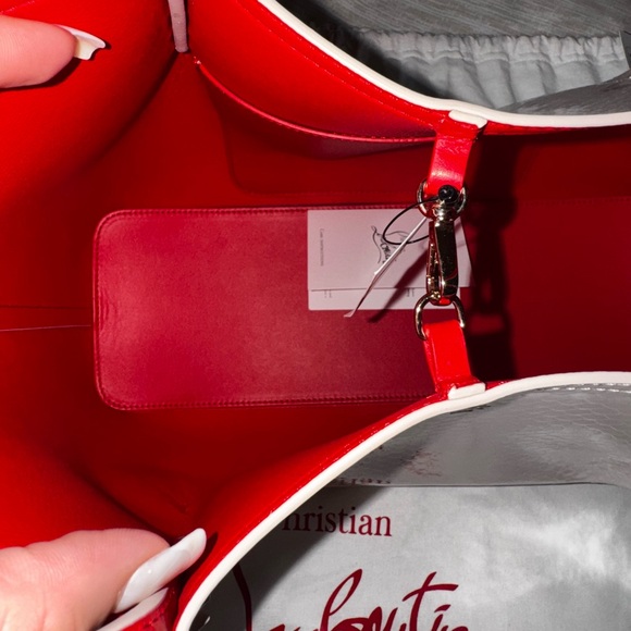 Christian Louboutin Cabarock Spike Snakeskin Embossed Leather Tote - Picture 3 of 7